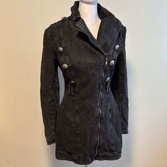 L'ATISTE Jackets & Blazers - L'ATISTE Charcoal Denim Jacket with Silver Buttons